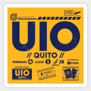 Vintage Quito UIO Airport Code Travel Day Retro Travel Tag B Magnet